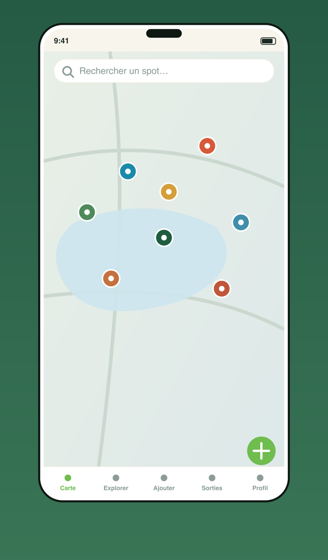 Carte NaturiaGo avec les spots nature par catégorie
